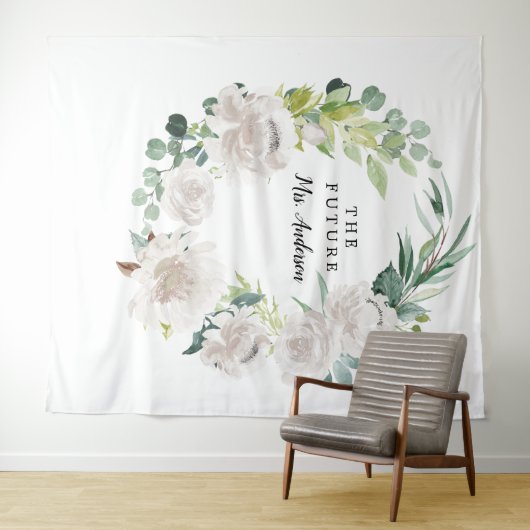 Fleur Jolie  Floral Bridal achtergrond Wandkleed (In Situ (horizontaal))