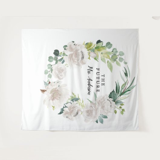 Fleur Jolie  Floral Bridal achtergrond Wandkleed (Voorkant (horizontaal))