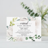 Fleur Jolie Floral Virtual Baby shower Invitation Kaart (Staand voorkant)
