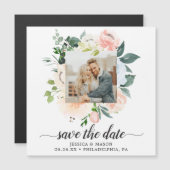 Fleur Jolie Floral Wedding Save The Date Magnets Magnetische Uitnodiging (Voorkant / Achterkant)