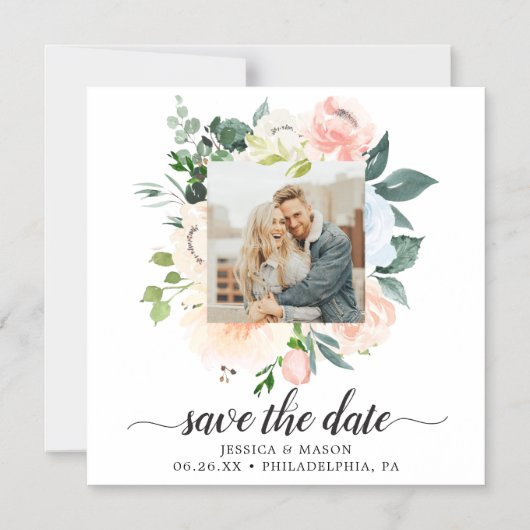Fleur Jolie Floral Wedding Save The Date Magnets Magnetische Uitnodiging (Voorkant)