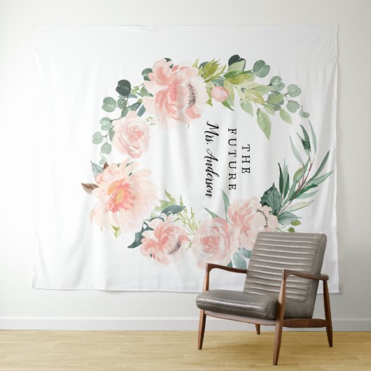 Fleur Jolie Pretty Floral Bruidsachtergrond Wandkleed (In Situ (horizontaal))