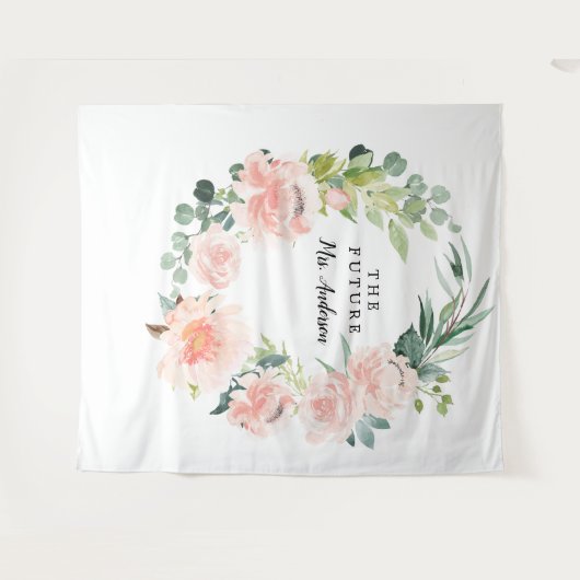 Fleur Jolie Pretty Floral Bruidsachtergrond Wandkleed (Voorkant (horizontaal))