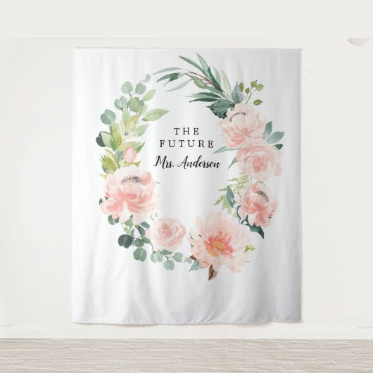 Fleur Jolie Pretty Floral Bruidsachtergrond Wandkleed (Voorkant)