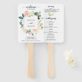 Fleur Jolie Waterverf Floral Wedding Programme Fan Handwaaier (Voorkant en achterkant)