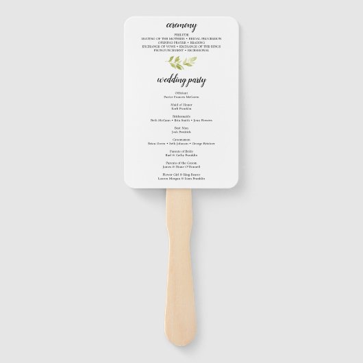 Fleur Jolie Waterverf Floral Wedding Programme Fan Handwaaier (Achterkant)