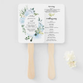 Fleur Jolie Waterverf Floral Wedding Programme Fan Handwaaier (Voorkant en achterkant)