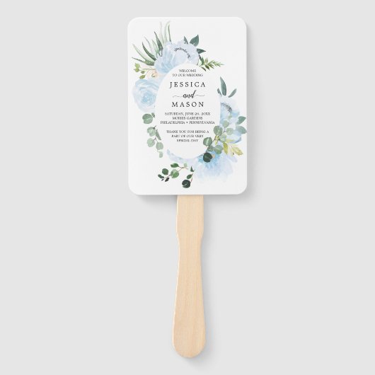 Fleur Jolie Waterverf Floral Wedding Programme Fan Handwaaier (Voorkant)