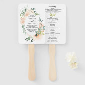 Fleur Jolie Waterverf Floral Wedding Programme Fan Handwaaier (Voorkant en achterkant)