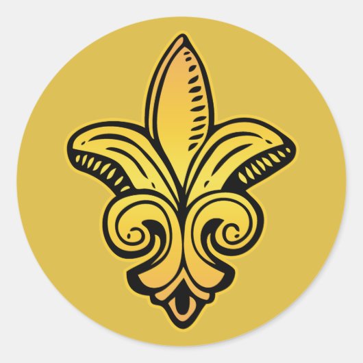 Fleur Middeleeuws - Goud Ronde Sticker (Voorkant)