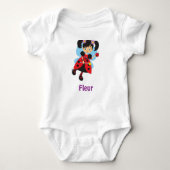 FLEUR naam meisje kledingladybug fairy Romper (Voorkant)