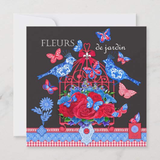 Fleur Porcelain Birds and Birdcage Kaart (Voorkant)