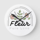 Fleur – Pure Love Bloem Logo Ronde Klok (Voorkant)
