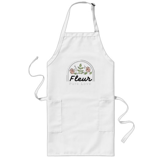 Fleur – Pure Love Bloemenlogo Lang Schort (Voorkant)
