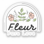 Fleur – Pure Love Bloemenlogo Sticker (Voorkant)