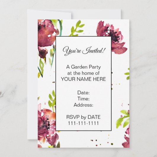 Fleur Watercolor Klaproos Uitnodigingen (Voorkant)