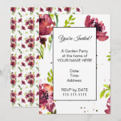 Fleur Watercolor Klaproos Uitnodigingen (Voorkant / Achterkant)