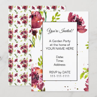 Fleur Watercolor Klaprozen Uitnodigingen
