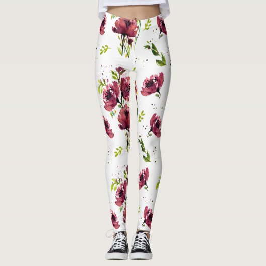 Fleur Waterverf Poppy Leggings (Voorkant)