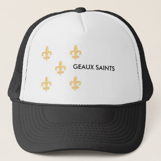 FleurdelisGoldonWhite 1, GEAUX SAINTS Trucker Pet