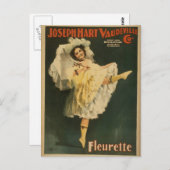 Fleurette, Joseph Hart Vaudeville Co. Retro Thea Briefkaart (Voorkant / Achterkant)
