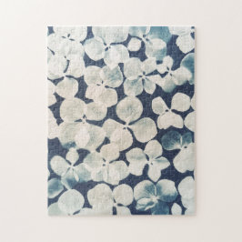 fleuri - cyanotype - bloemen van hortensia legpuzzel