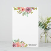 Fleurige Zomer Waterverf Bloemen Briefpapier (Staand voorkant)