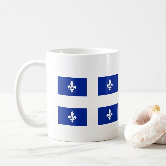 Fleurs-de-lis Blauw op Wit Canada Quebec Vlag Koffiemok (Met donut)