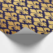 Fleurs-de-lys Gold en blauw Cadeaupapier (Hoek)