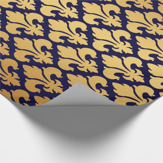 Fleurs-de-lys Gold en blauw Cadeaupapier (Hoek)