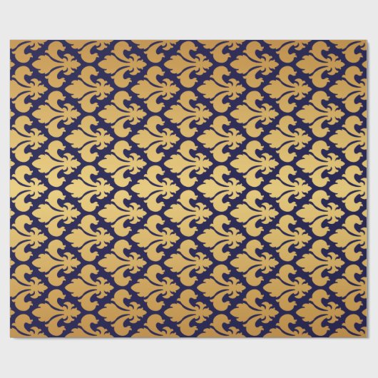 Fleurs-de-lys Gold en blauw Cadeaupapier (Vlak)
