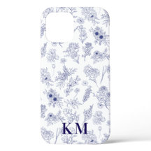 Fleurs de Saison Franse gepersonaliseerde blauw wi
