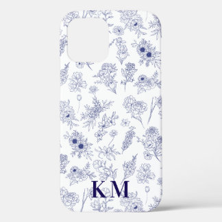 Fleurs de Saison Franse gepersonaliseerde blauw wi Case-Mate iPhone Case
