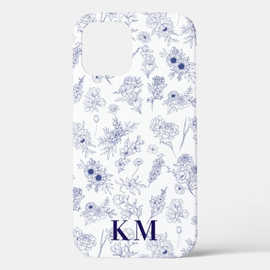 Fleurs de Saison Franse gepersonaliseerde blauw wi Case-Mate iPhone Case (Achterkant)
