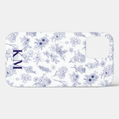 Fleurs de Saison Franse gepersonaliseerde blauw wi Case-Mate iPhone Case (Achterkant (horizontaal))