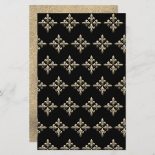 Fleurs des Lys Pattern on Black met gouden rug