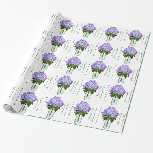 "Fleurs d'hortensia" Cadeaupapier (Uitgerold)