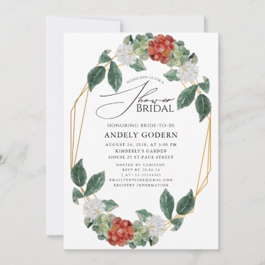 Fleurs Pastel Modern Bridal Shower Invitation Kaart (Voorkant)