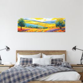 "Fleurs Tranquilles" Breed landschap Provence Canvas Afdruk