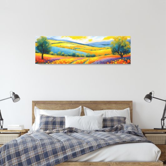 "Fleurs Tranquilles" Breed landschap Provence Canvas Afdruk (Insitu (Slaapkamer))