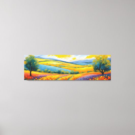 "Fleurs Tranquilles" Breed landschap Provence Canvas Afdruk (Voorkant)