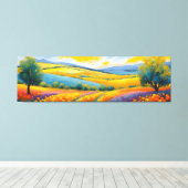 "Fleurs Tranquilles" Breed landschap Provence Canvas Afdruk (Insitu (Houten vloer))