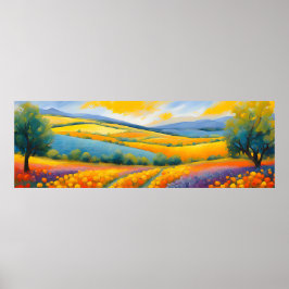 "Fleurs Tranquilles" Breed landschap Provence Poster