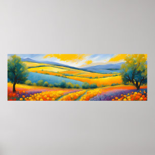 "Fleurs Tranquilles" Breed landschap Provence Poster