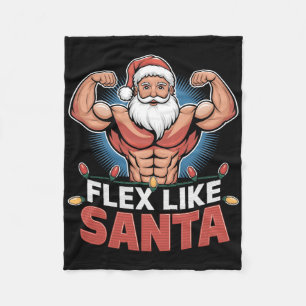 Flex Like Santa Claus Bodybuilder Kerstmisgym Wo Fleece Deken