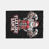 Flex Like Santa Claus Bodybuilder Kerstmisgym Wo Fleece Deken (Voorkant (Horizontaal))