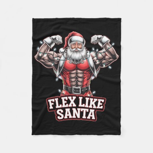 Flex Like Santa Claus Bodybuilder Kerstmisgym Wo Fleece Deken (Voorkant)