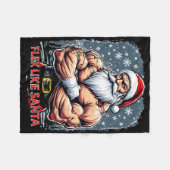 Flex Like Santa Claus Bodybuilder Kerstmisgym Wo Fleece Deken (Voorkant (Horizontaal))