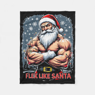 Flex Like Santa Claus Bodybuilder Kerstmisgym Wo Fleece Deken
