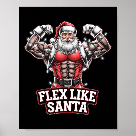 Flex Like Santa Claus Bodybuilder Kerstmisgym Wo Poster (Voorkant)